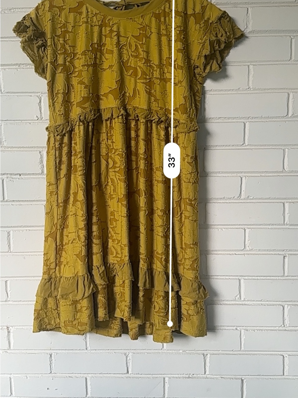 Anthropologie Mustard Lace Ruffle Tiered Dress - Picture 6 of 6